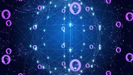 animación del procesamiento de datos ai en todo el mundo con conexiones con íconos ai