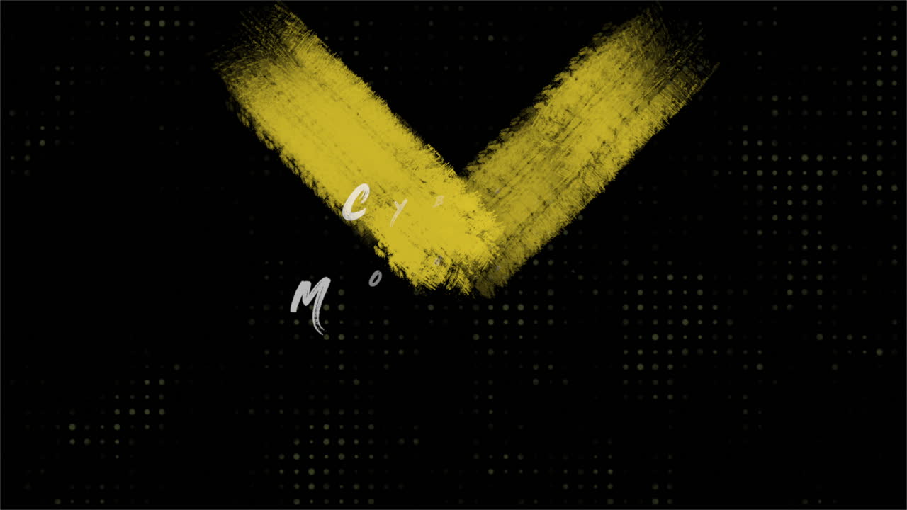 사이버 월요일은 검은색 그라디엔트에 노란색 수채화 브러시로