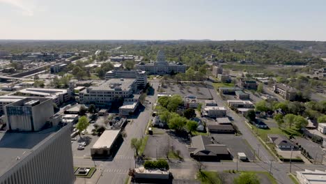 arkansas state capitol building in little rock, arkansas with drone video wide shot moving forward