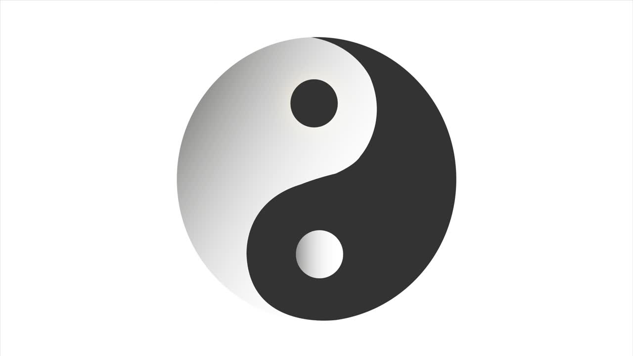 Yin Yang symbool van harmonie icoon, wit knipperend en stralend