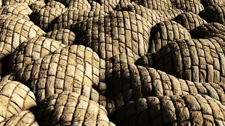 3d Looped abstract dry brick surface background. Wavy surface with ripples and bubbles.Trendy vibrant crust texture, fashion textile, graphic design, animated stone rough texture with tuberosity.