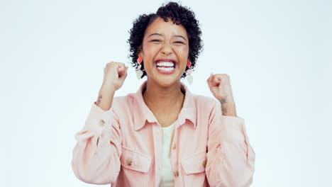 Celebration,-excited-and-face-of-black-woman