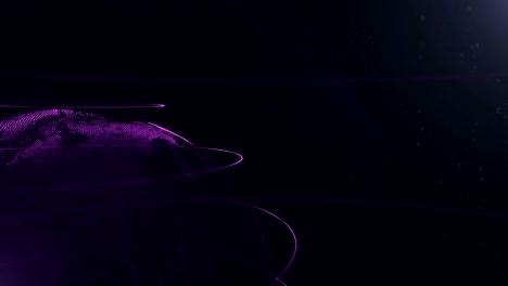 abstract sphere. cropped video. connected violet dots with lines. globalization interface. planet is moving on the right side. 4k.