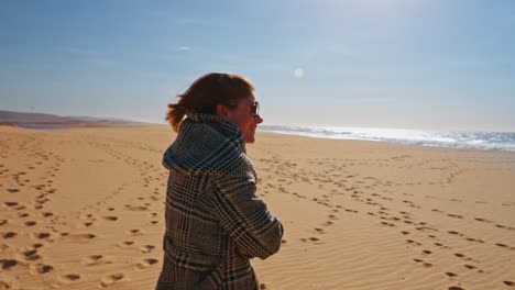 woman at the beach in slow motion