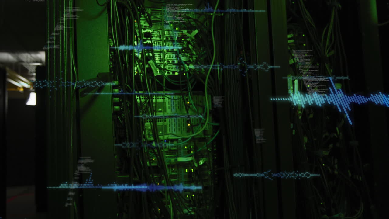 Animation of data processing over server room