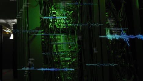 animation of data processing over server room