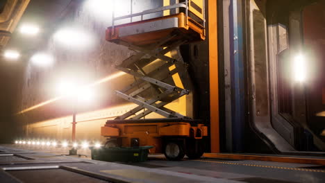 scissor lift in an industrial setting during maintenance operations