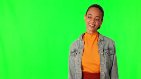smile, green screen and a happy young woman