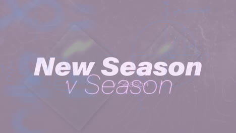 animation of new season texts with lens flares over abstract background