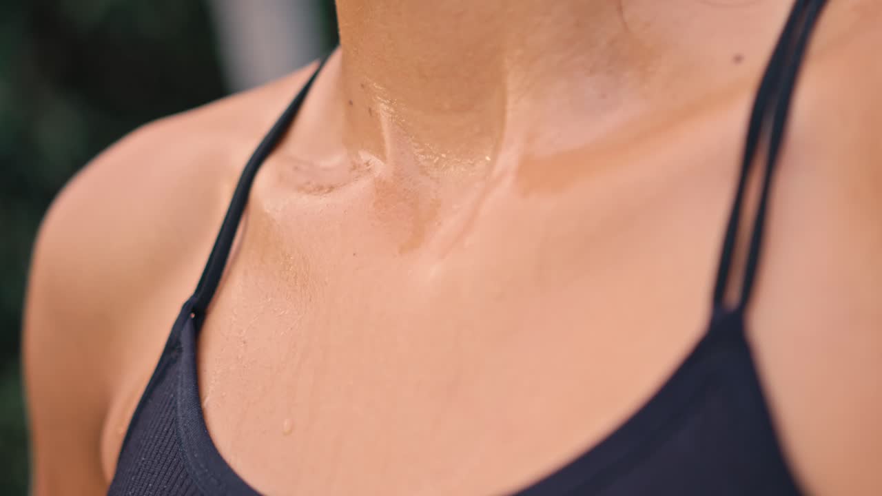 Woman Sweating After Exercise