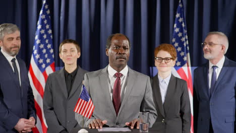 African American President Making Public Announcement