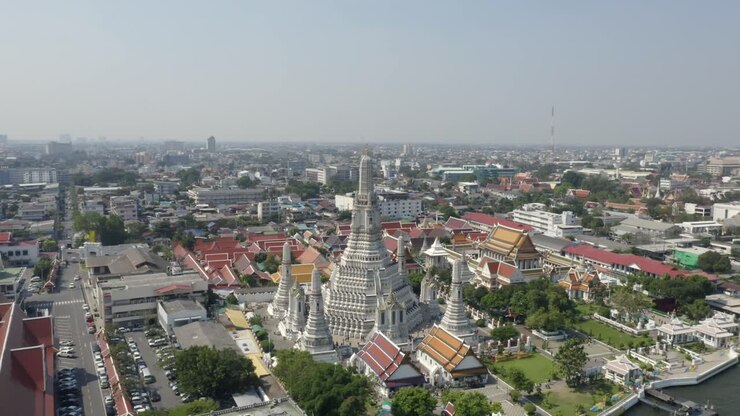 Flying Over Wat Arun in Bangkok