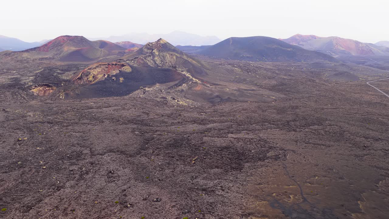 Caldera de Santa Catalina On Lanzarote, Canary Islands, Spain. Aerial Wide Shot