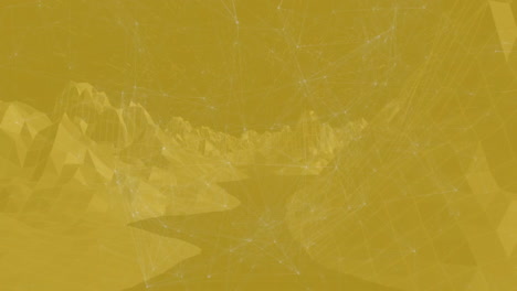 animation of geometric landscape with network connections on yellow background