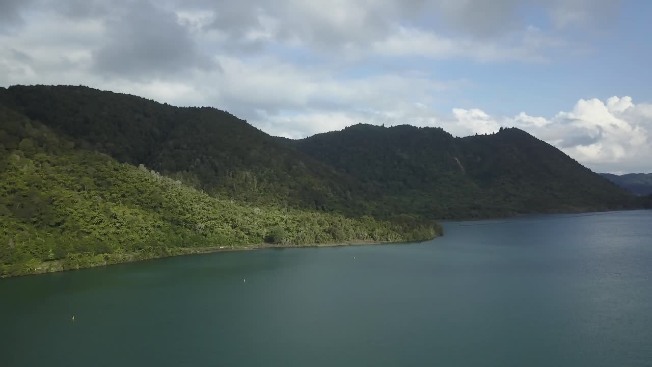 Scenic Lake Landscape with Mountains and Lush Greenery