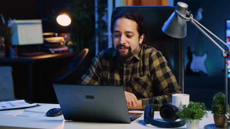 man checking up on abroad living friend during videocall