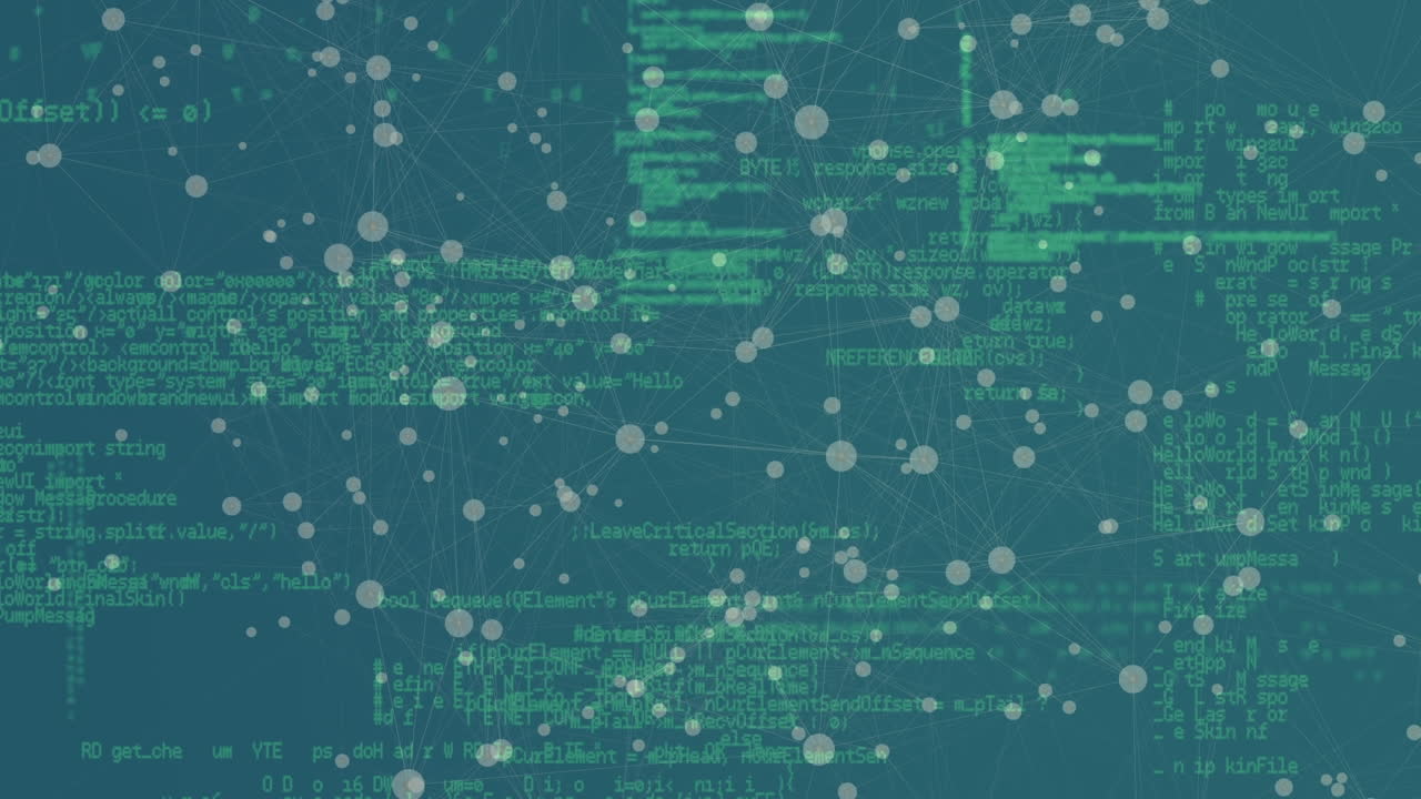 녹색 공간에 있는 분자에 대한 데이터 처리의 애니메이션