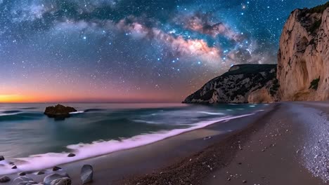 night beach with starry sky