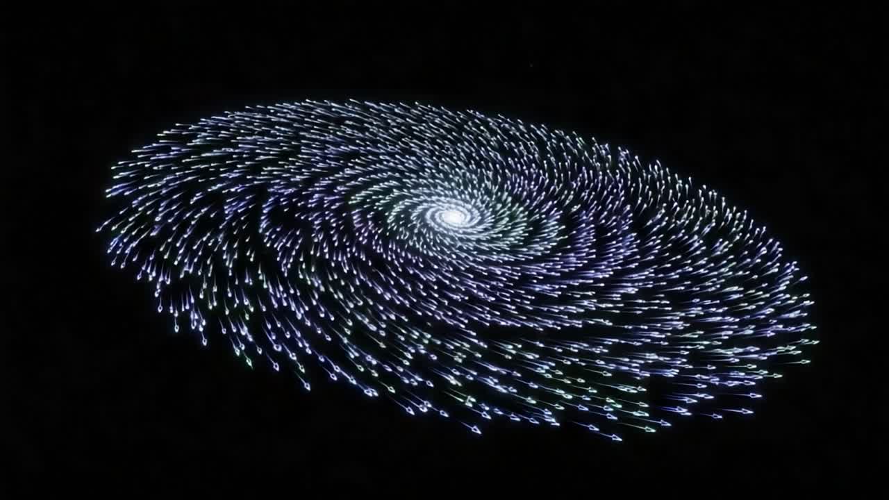 A Stunning View of a Spiral Galaxy in Motion, Capturing the Beautiful Swirling Stars and Cosmic Lights in the Expansive Darkness of Space