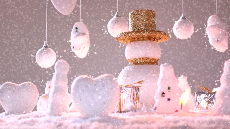 hombre de nieve en la nieve para el año nuevo o las vacaciones de navidad internacionales.