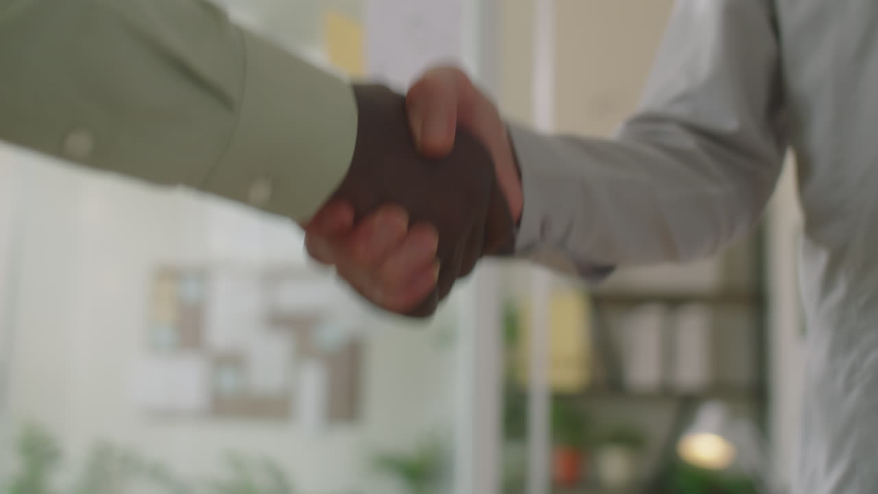 Handshake of Diverse Business Partners in Office
