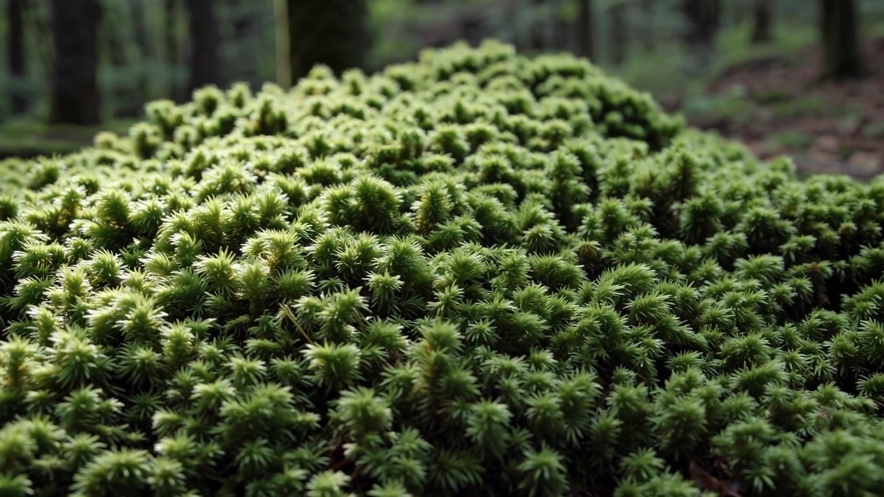 森の中の青々とした苔の詳細なクローズアップ