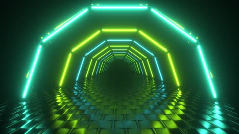 neon green and yellow tunnel