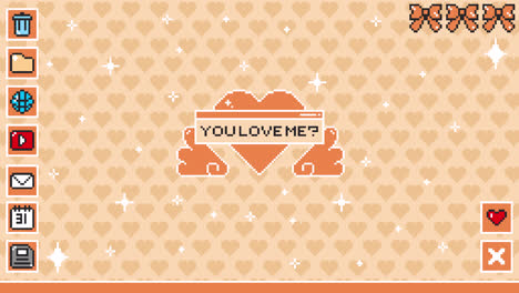 pixel art desktop background with 'you love me?' valentine's theme