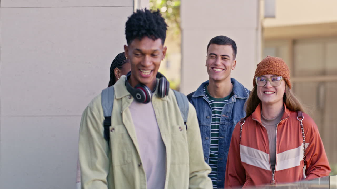 Group of Smiling College Students on Campus
