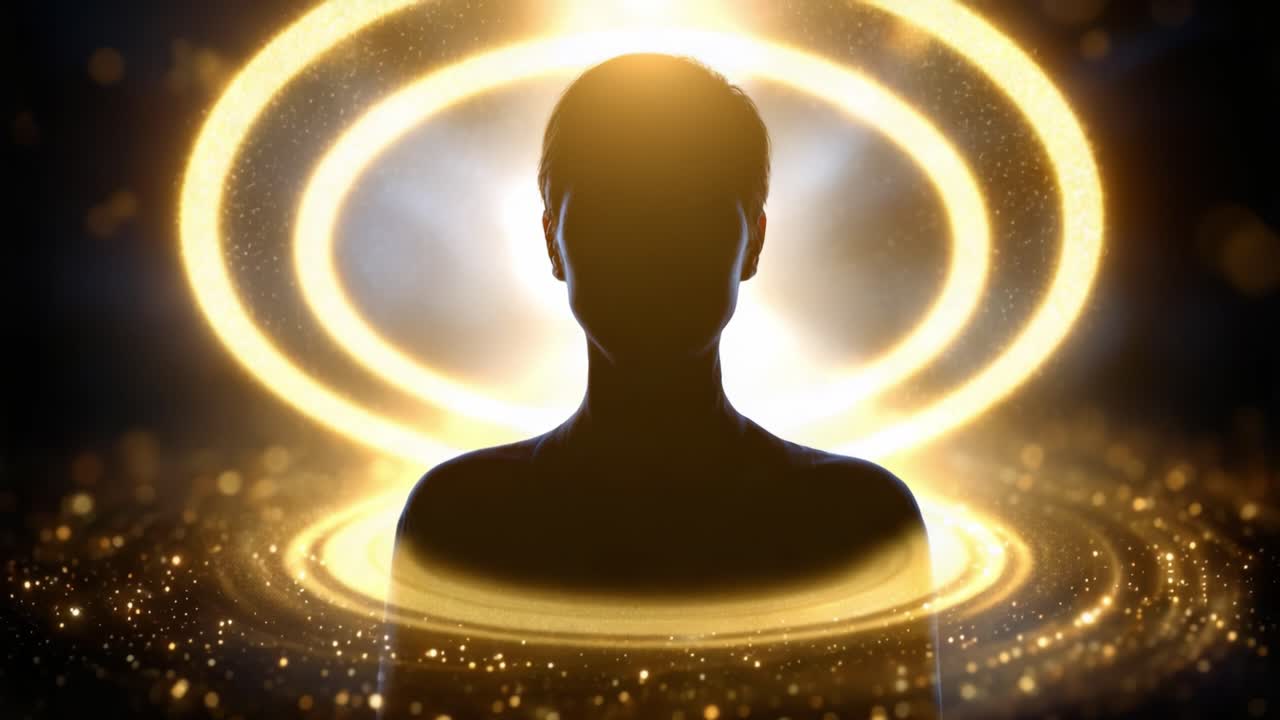A Mystical Silhouette Surrounded by Glowing Light and Cosmic Energy Radiates Enchantment and Intrigue in a Stunning Display of Radiant Beauty