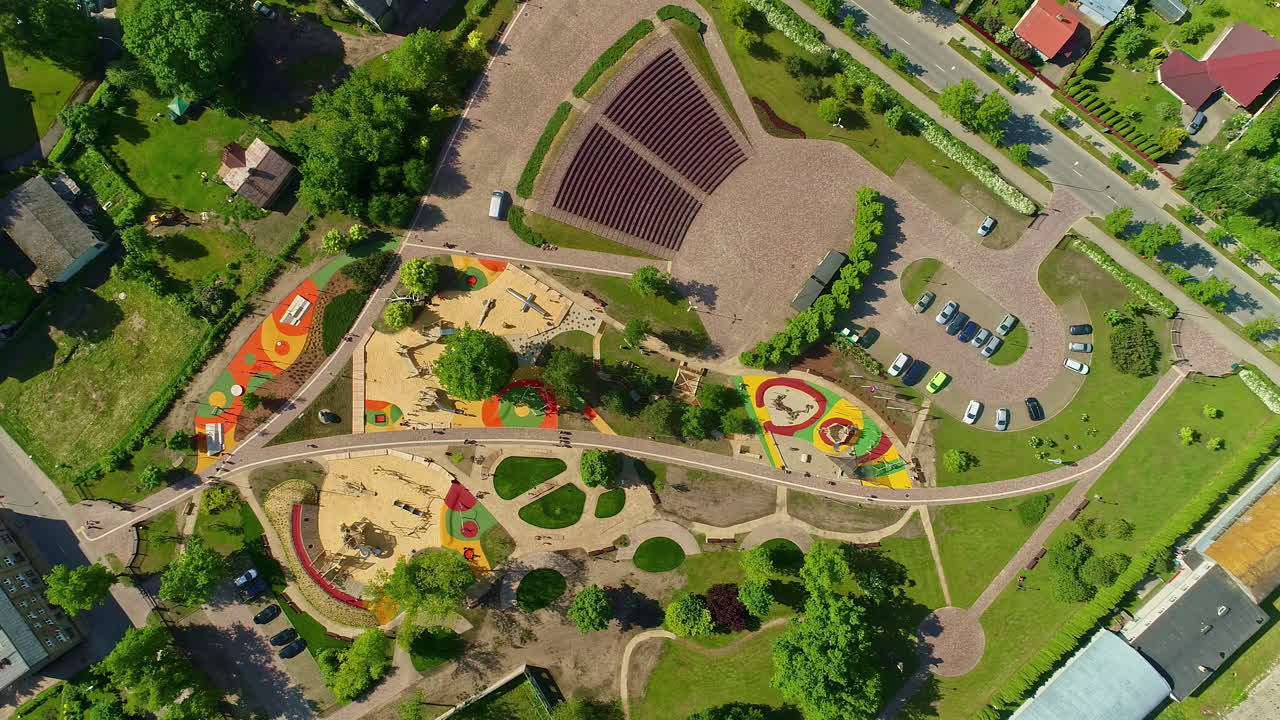 Enchanting drone shot captures beauty of vibrant kids' playground from above