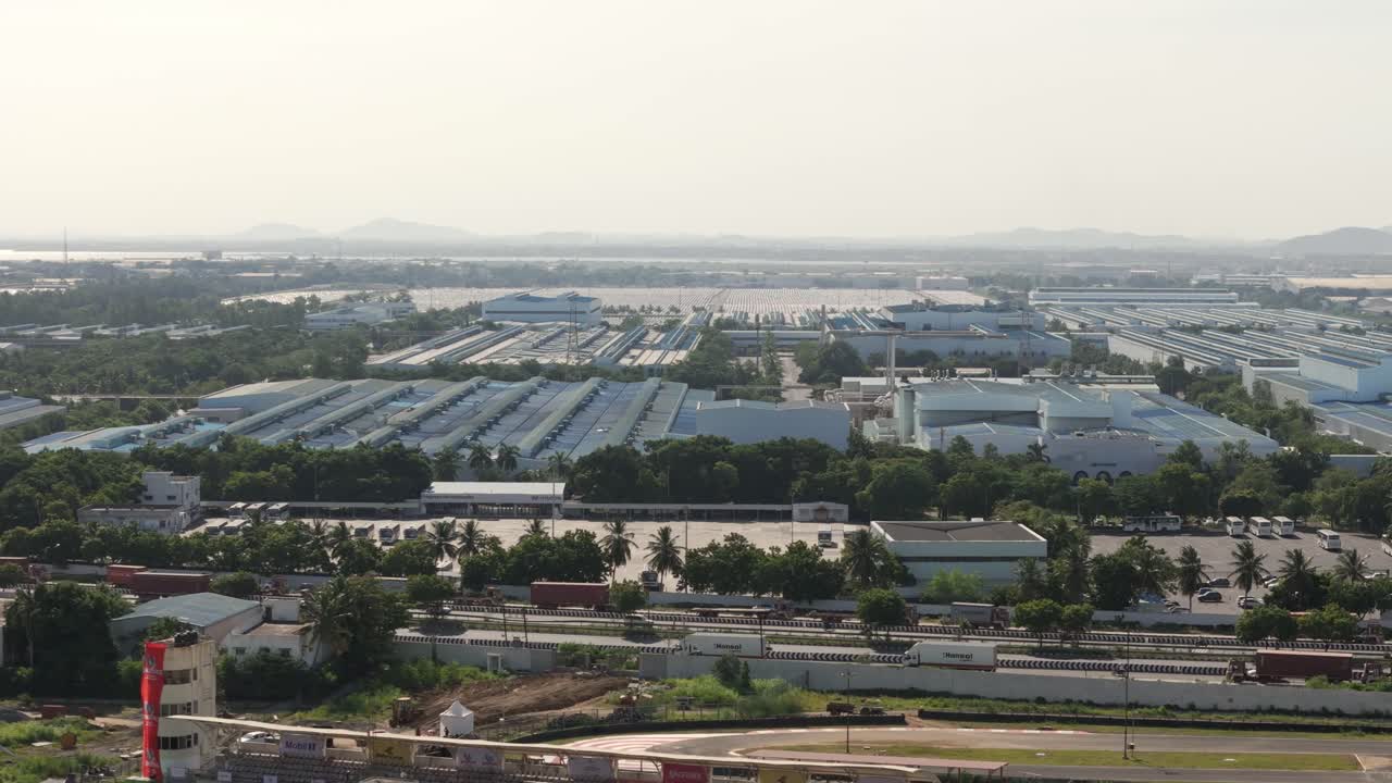 Hyundai Motor India Limited car manufacturing plant in Sipcot Industrial Park, Chennai, Drone shot
