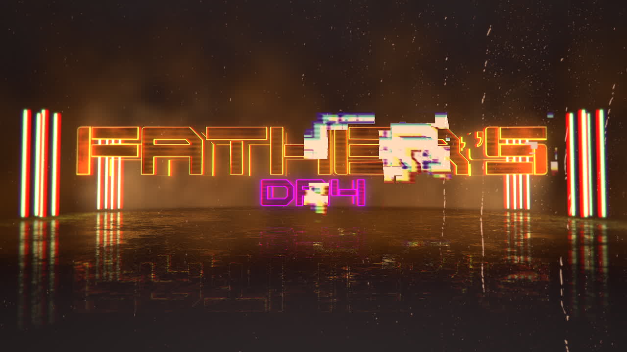 도시의 거리에 네온 불빛이 있는 아버지의 날