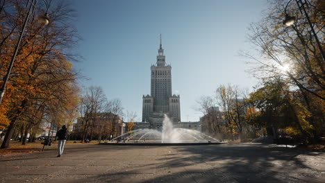 palace of culture and science in warsaw, poland, autumn day