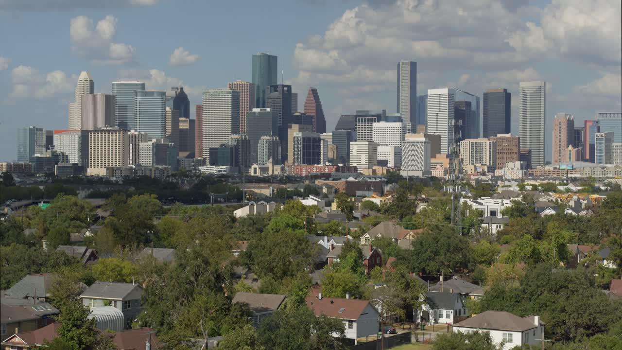 Houston Skyline and Residential Neighborhood