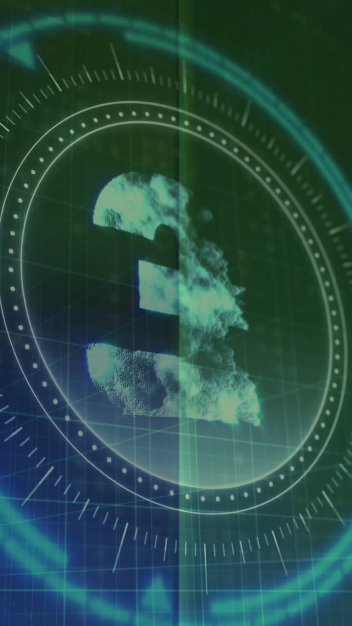 animación del símbolo de la libra inglesa en el bloqueo giratorio de la caja fuerte sobre el procesamiento de datos