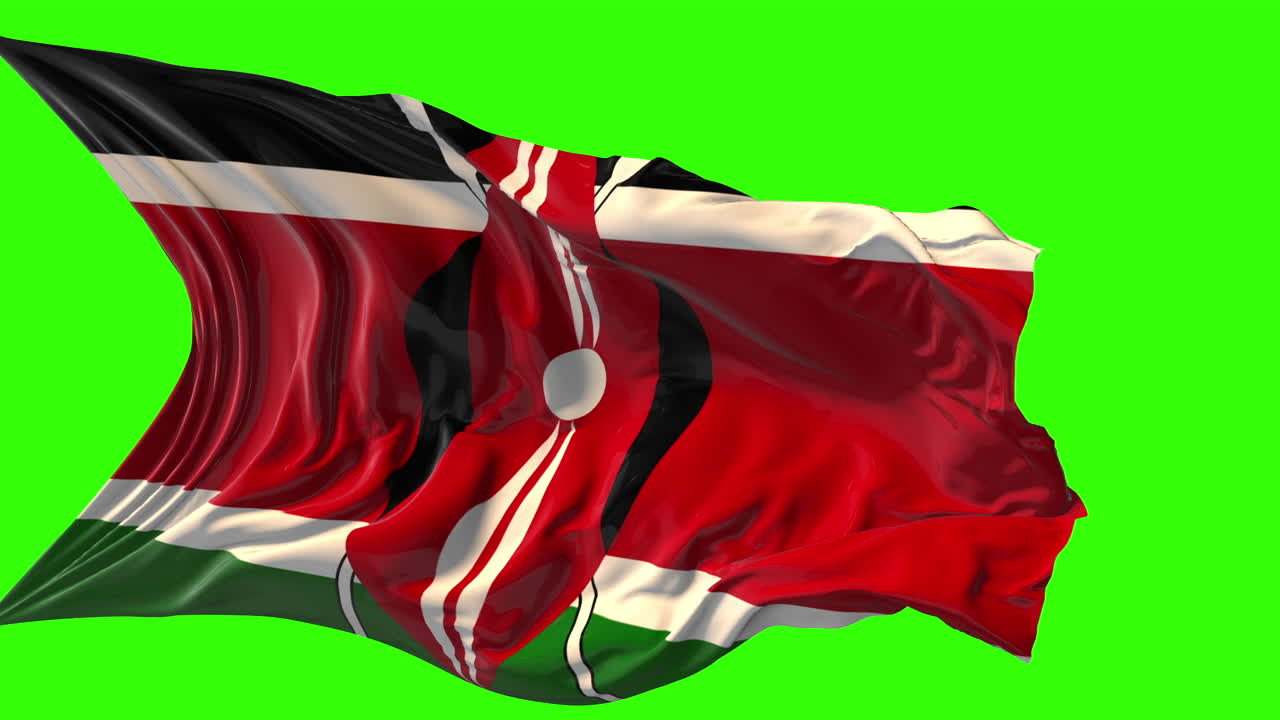 Waving Flag of Kenya on Green Screen