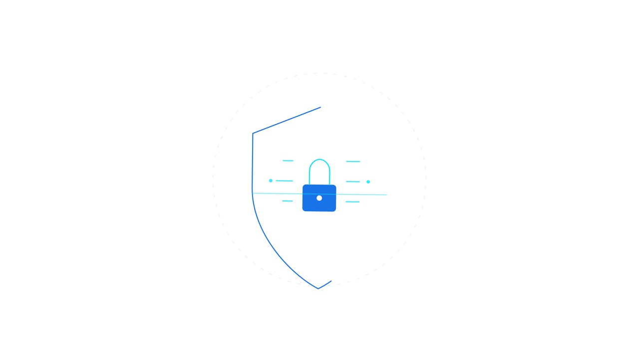 Animated Shield Icon Protecting a Digital Padlock