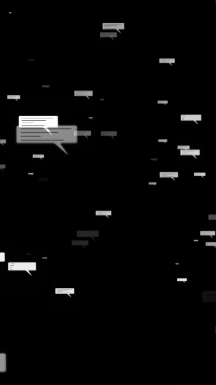Floating chat bubble background with grayscale message icons black empty space and soft