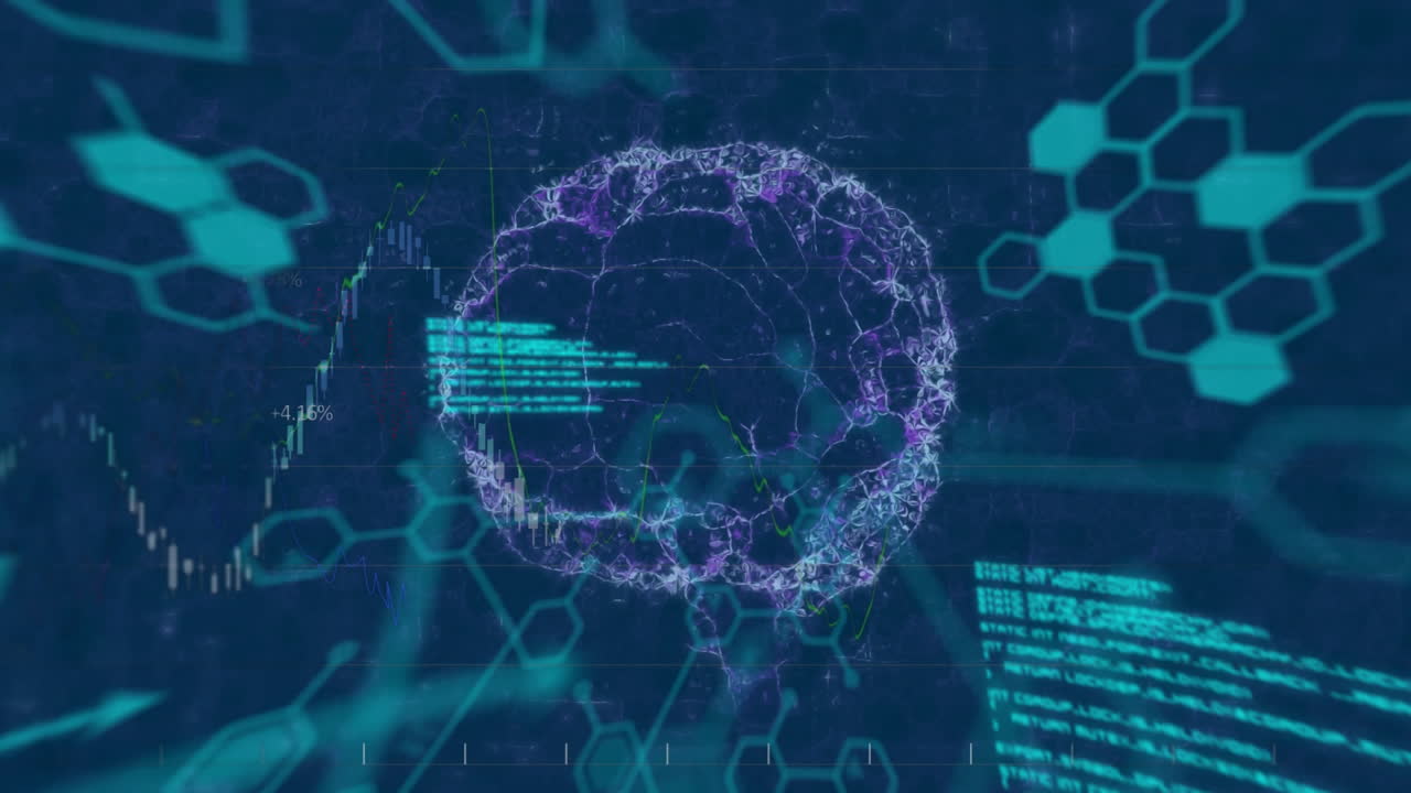 Animation of scientific data processing over human brain
