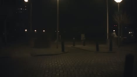 smoky night walking in europe residential neighborhood
