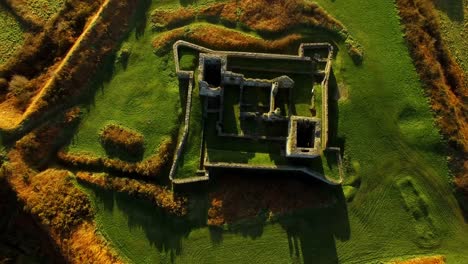 aerial view of old ruin structure 4k