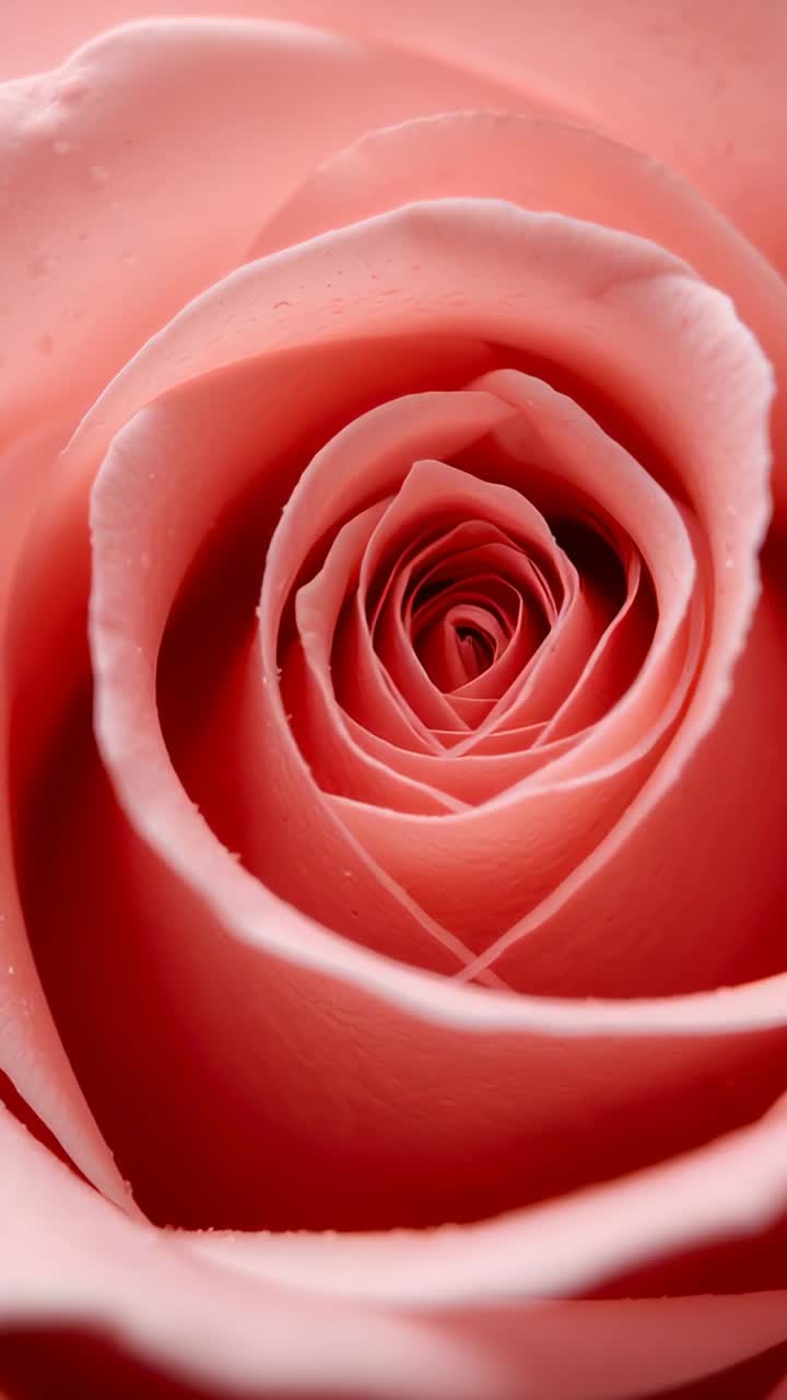 Vertikal video: Kameraet beveger seg nærmere og fokuserer på en rosa rose i et laboratorium for å spisse kjernen, og viser detaljer