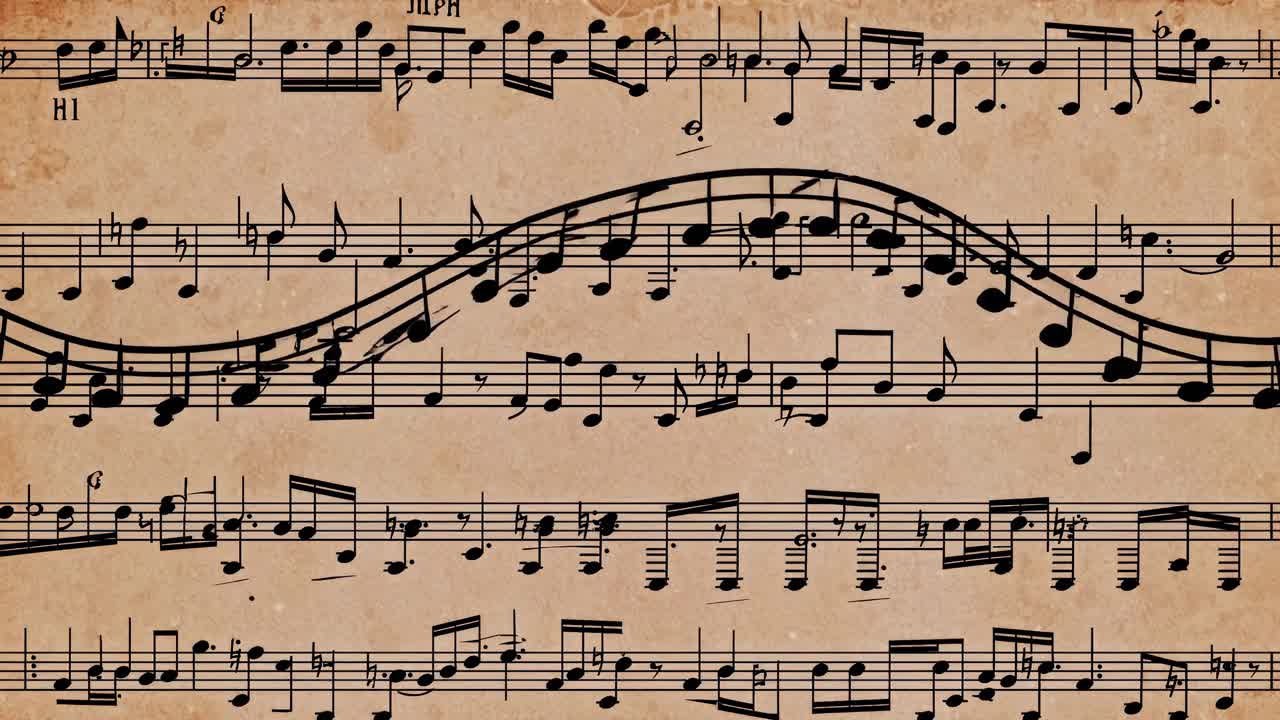 Vintage sheet music with handwritten notes fills the frame