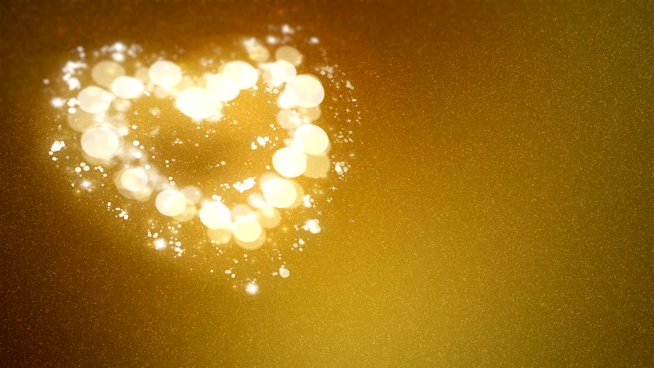 성 발렌타인 데이: 황금 배경에 반이는 심장 경로