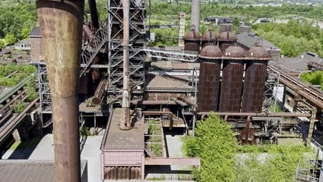 blast furnace in an old historic industrial area in duisburg in germany