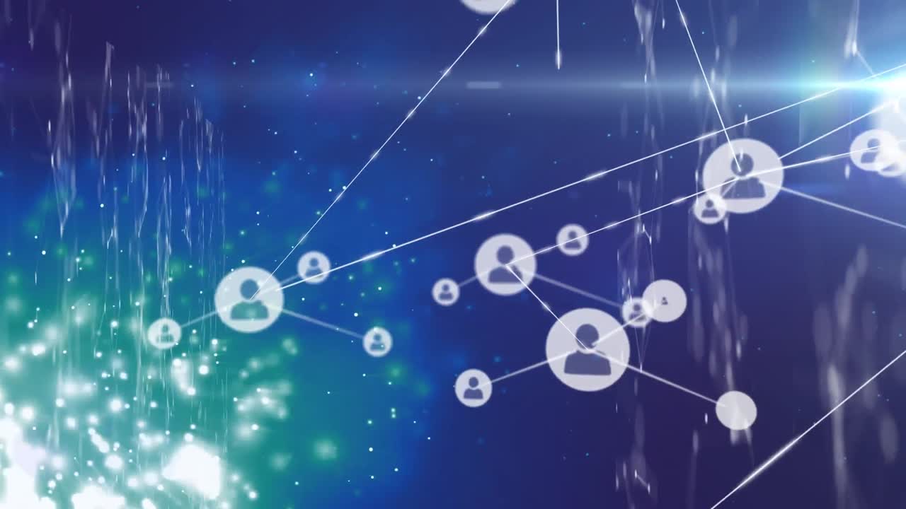 파란색 배경에 연결 네트워크의 애니메이션