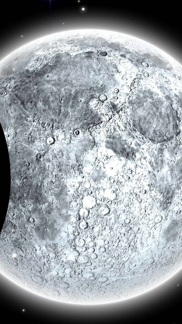 Animazione di luna in movimento sulle stelle su sfondo nero