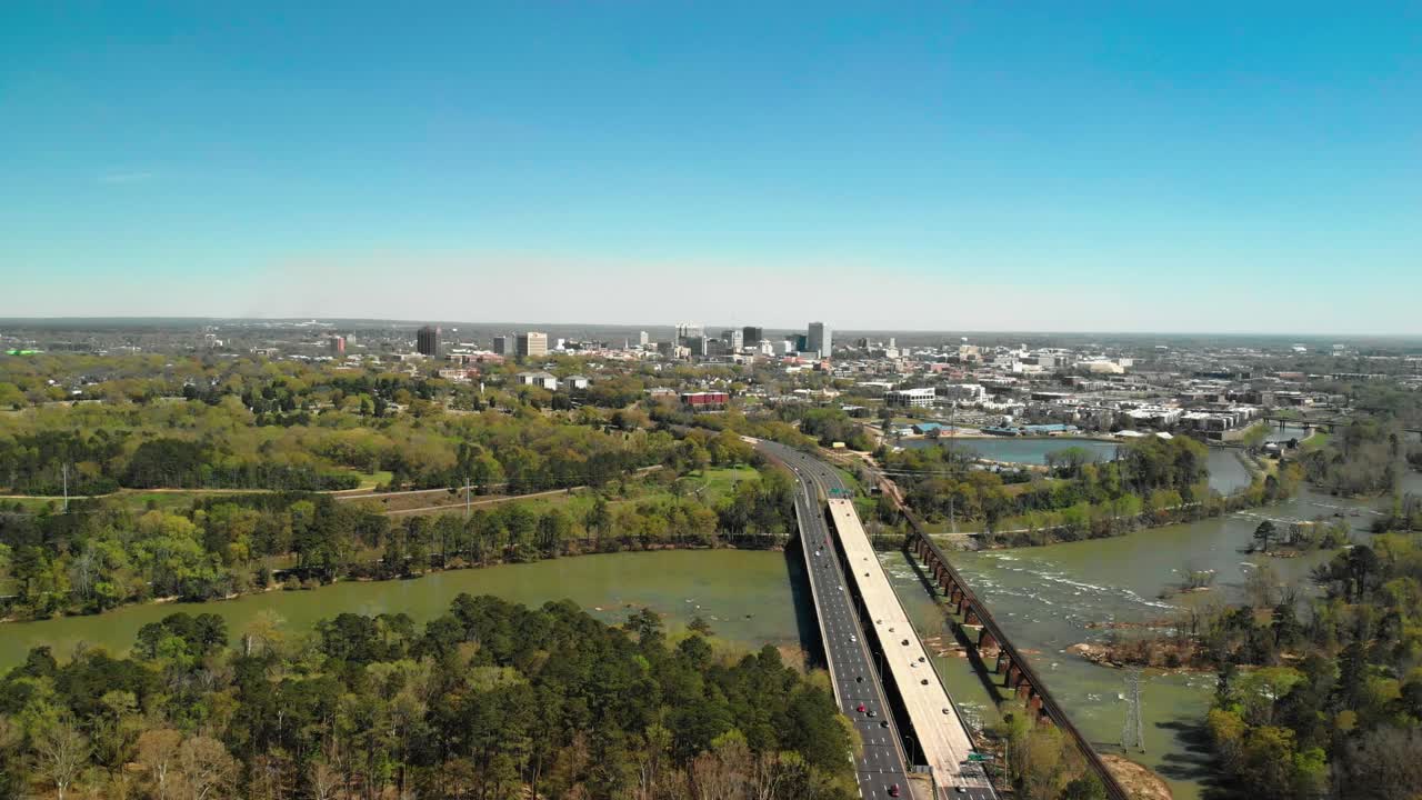 imágenes aéreas de drones del horizonte en columbia, carolina del sur