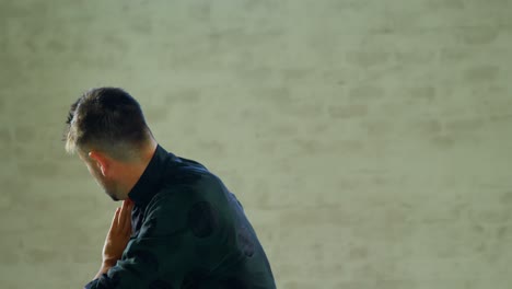 kung fu fighter practicing martial arts with sword 4k